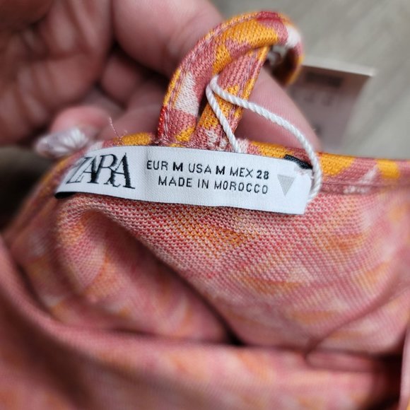 ZARA NWT asymmetrical colorful retro spaghetti bandana tank top orange size med - Picture 6 of 9